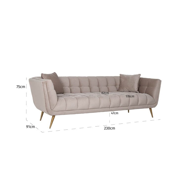 Richmond Interiors Sofa Couch Huxley Antraciet velvet / Brushed gold Samtbezug-Sofa-Stil-Ambiente-8720621663522