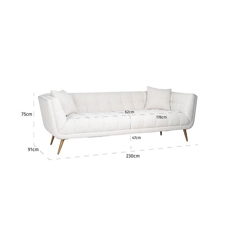 Richmond Interiors Sofa Couch Huxley White Boucle´ Brushed gold Samtbezug-sofa-Stil-Ambiente-8720621663539