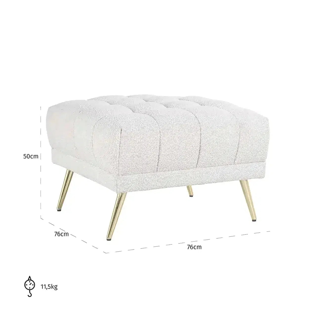 Richmond Interiors Sofa Stool voetenbank Huxley Bouclé White (Kopenhagen 900 Bouclé White)