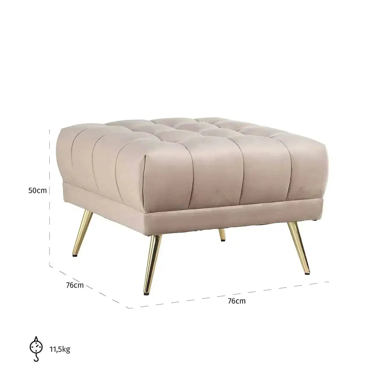 Richmond Interiors Sofa Stool Huxley Khaki Velvet (Quartz Khaki 903)