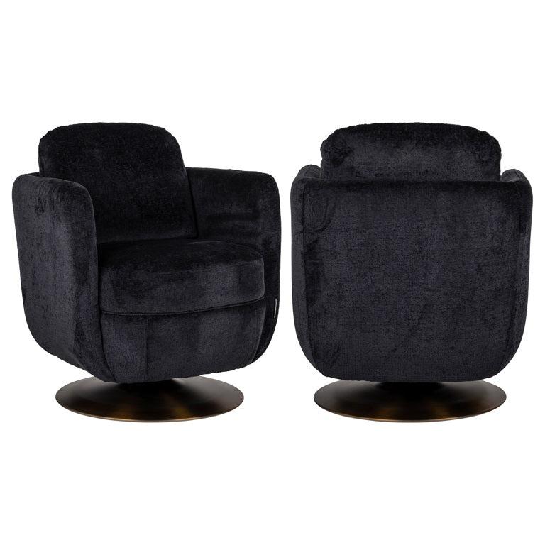 Richmond Interiors Stuhl pivotante Turner black chenille-8720621683476-Stil-Ambiente-S4576 BLACK CHENILLE