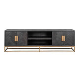 Richmond Interiors TV Board TV Lowboard Fernsehkommode TV-Sideboard Blackbone brass 4-türig 200 (Schwarz rustikal)-TV Board-Stil-Ambiente-8720621604419