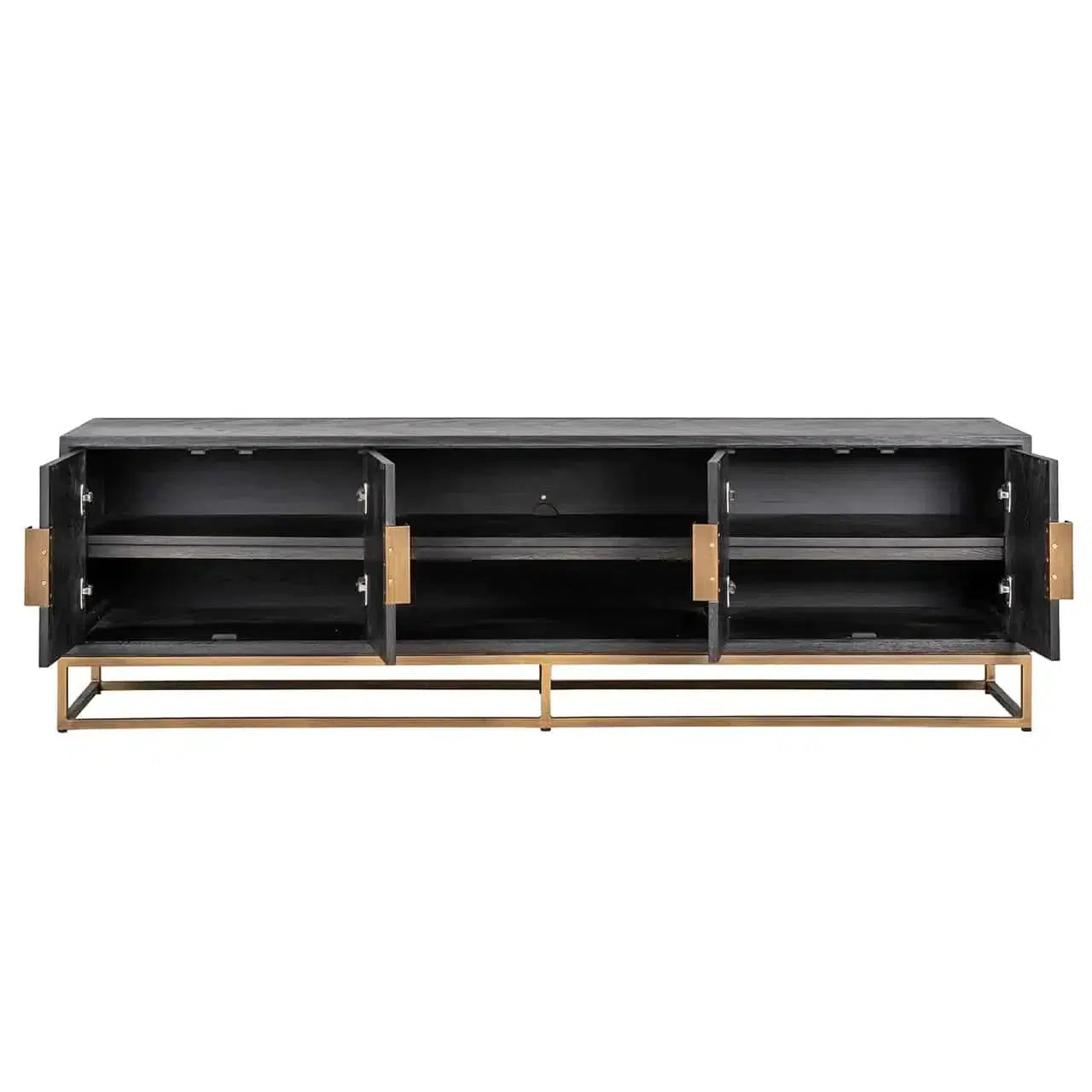 Richmond Interiors TV Board TV Lowboard Fernsehkommode TV-Sideboard Blackbone brass 4-türig 200 (Schwarz rustikal)-TV Board-Stil-Ambiente-8720621604419