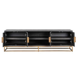 Richmond Interiors TV Board TV Lowboard Fernsehkommode TV-Sideboard Blackbone brass 4-türig 200 (Schwarz rustikal)-TV Board-Stil-Ambiente-8720621604419