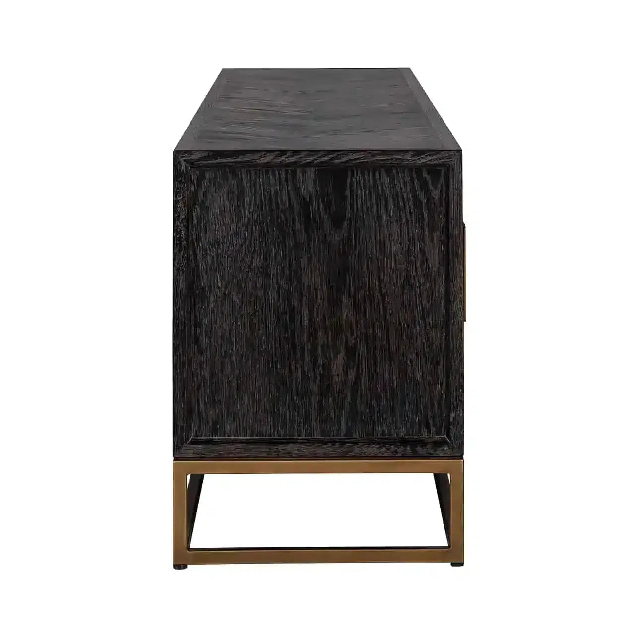 Richmond Interiors TV Board TV Lowboard Fernsehkommode TV-Sideboard Blackbone brass 4-türig 200 (Schwarz rustikal)-TV Board-Stil-Ambiente-8720621604419