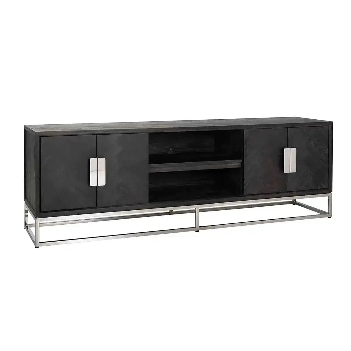 Richmond Interiors TV Sidebard TV Board Fernsehkommode 220 Blackbone silver 4-Türen-TV Board-872062160461-Stil-Ambiente