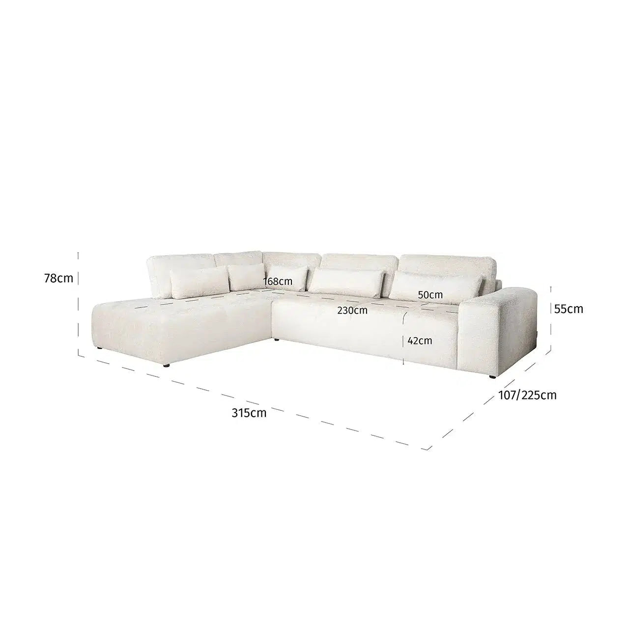 Richmond Interiors soffa soffa lund 3 sitzer + ottoman vänster grädde fusion